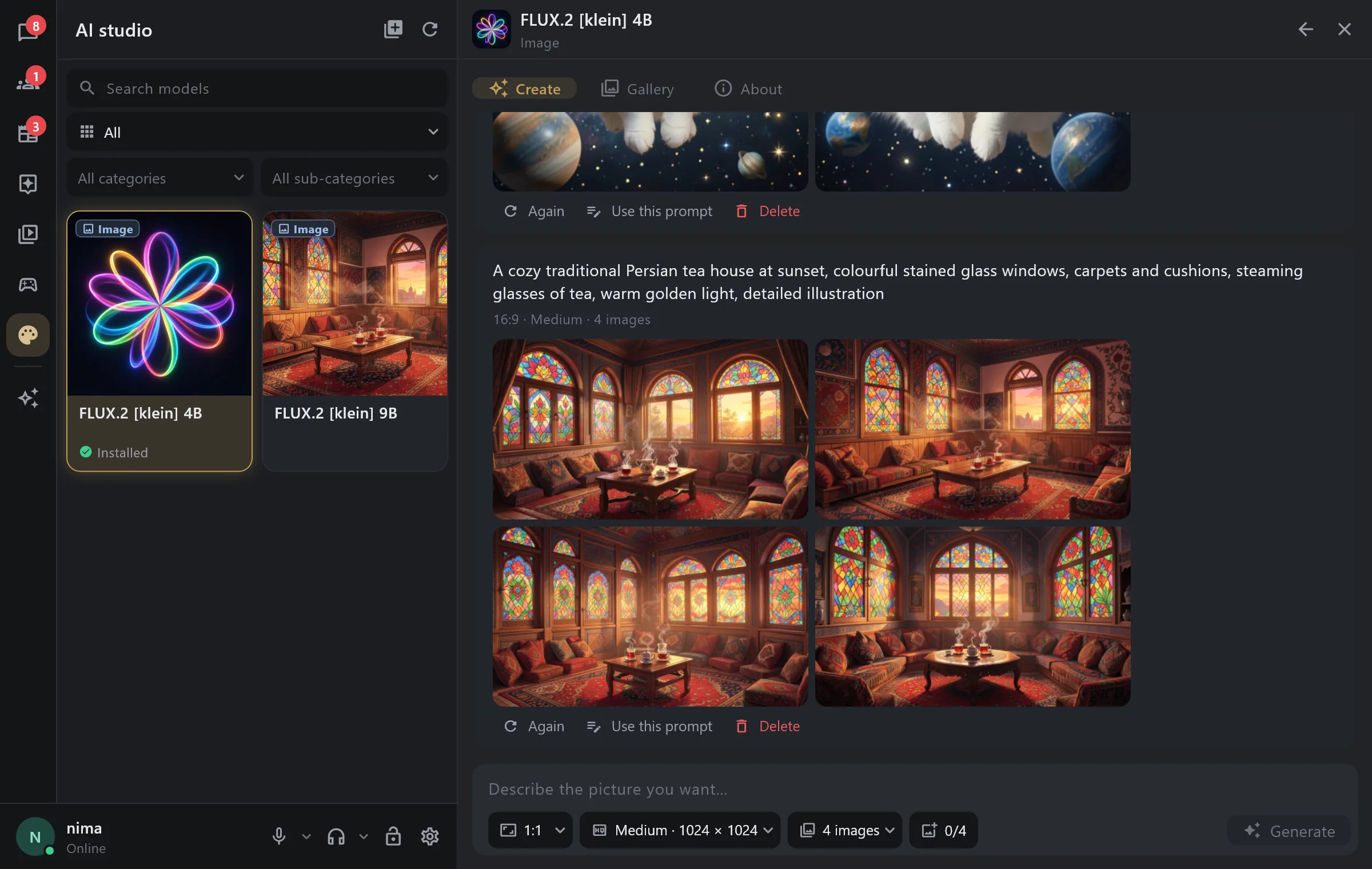 The AI studio on Windows: pictures FLUX.2 [klein] made on the PC