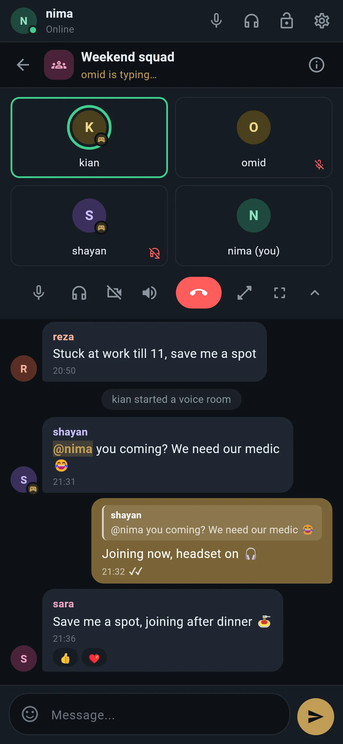 A voice room on Android